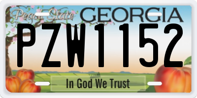 GA license plate PZW1152