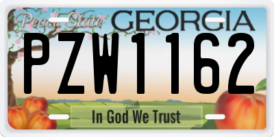 GA license plate PZW1162