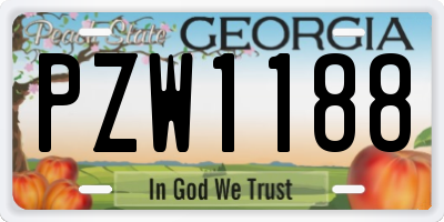 GA license plate PZW1188