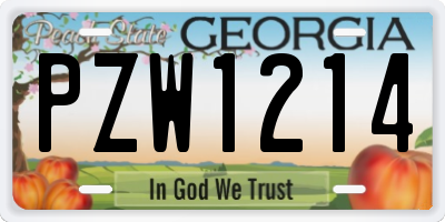 GA license plate PZW1214
