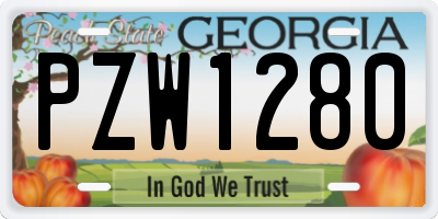 GA license plate PZW1280