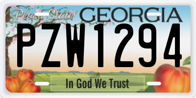 GA license plate PZW1294