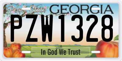 GA license plate PZW1328