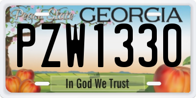 GA license plate PZW1330