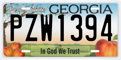 GA license plate PZW1394