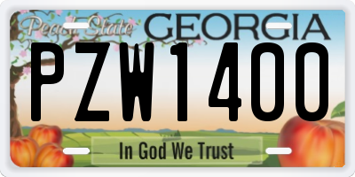 GA license plate PZW1400