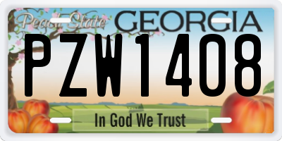 GA license plate PZW1408