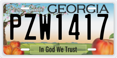 GA license plate PZW1417