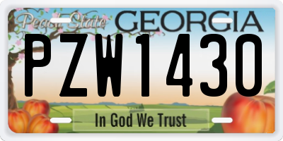 GA license plate PZW1430