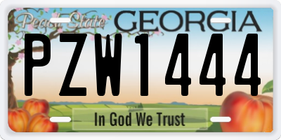 GA license plate PZW1444