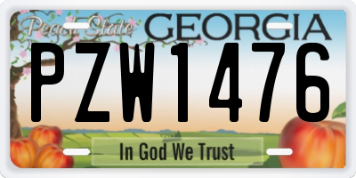 GA license plate PZW1476