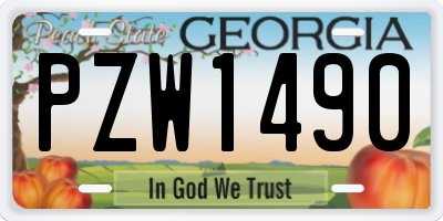 GA license plate PZW1490