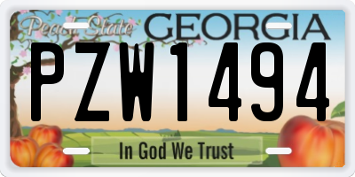 GA license plate PZW1494