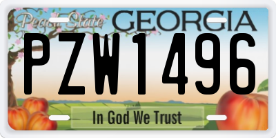 GA license plate PZW1496