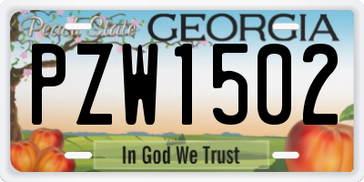 GA license plate PZW1502