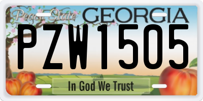 GA license plate PZW1505