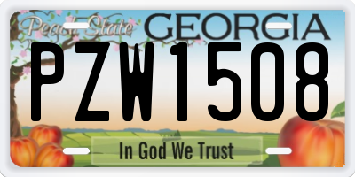 GA license plate PZW1508