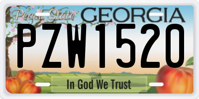 GA license plate PZW1520