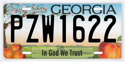 GA license plate PZW1622