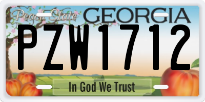GA license plate PZW1712