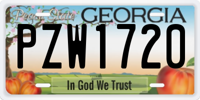 GA license plate PZW1720