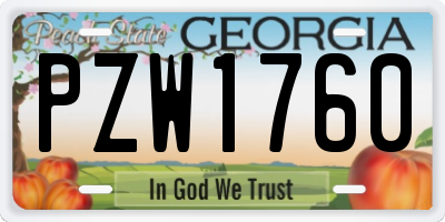 GA license plate PZW1760