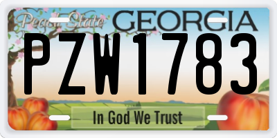 GA license plate PZW1783
