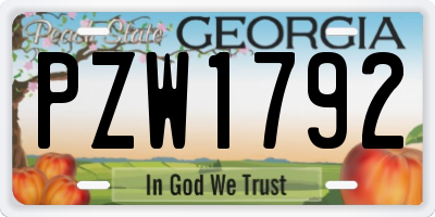 GA license plate PZW1792