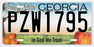 GA license plate PZW1795