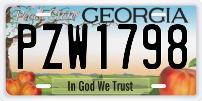 GA license plate PZW1798