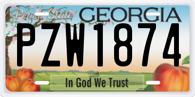 GA license plate PZW1874