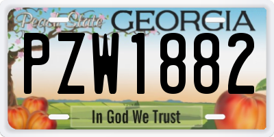 GA license plate PZW1882