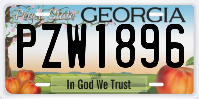 GA license plate PZW1896