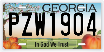GA license plate PZW1904