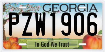 GA license plate PZW1906