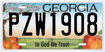 GA license plate PZW1908