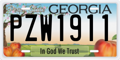 GA license plate PZW1911