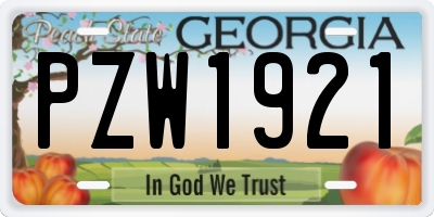 GA license plate PZW1921