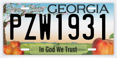 GA license plate PZW1931