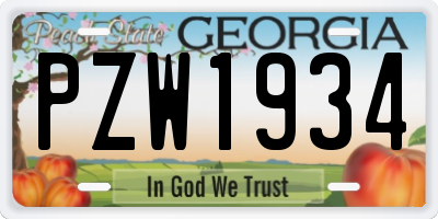 GA license plate PZW1934