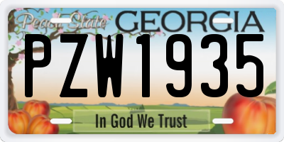 GA license plate PZW1935