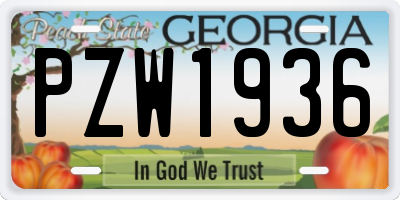 GA license plate PZW1936