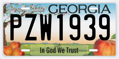 GA license plate PZW1939