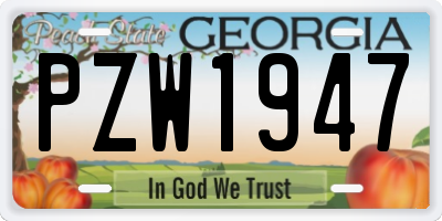 GA license plate PZW1947