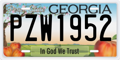 GA license plate PZW1952
