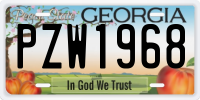 GA license plate PZW1968