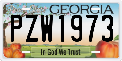 GA license plate PZW1973