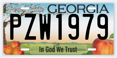 GA license plate PZW1979