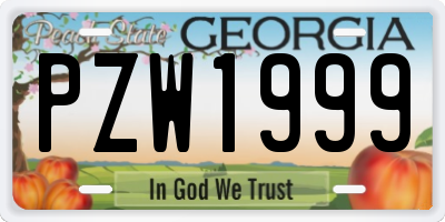 GA license plate PZW1999
