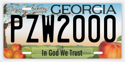 GA license plate PZW2000